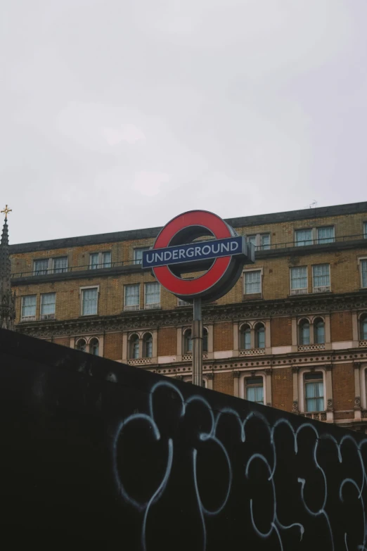 the sign outside the underground station is faded