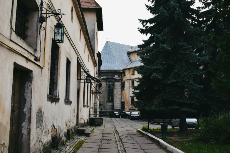 street with tall buildings on either side of it