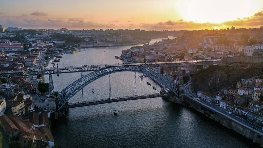 an aerial s of an urban area at dusk