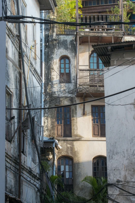 an old building with balconies and balconies below