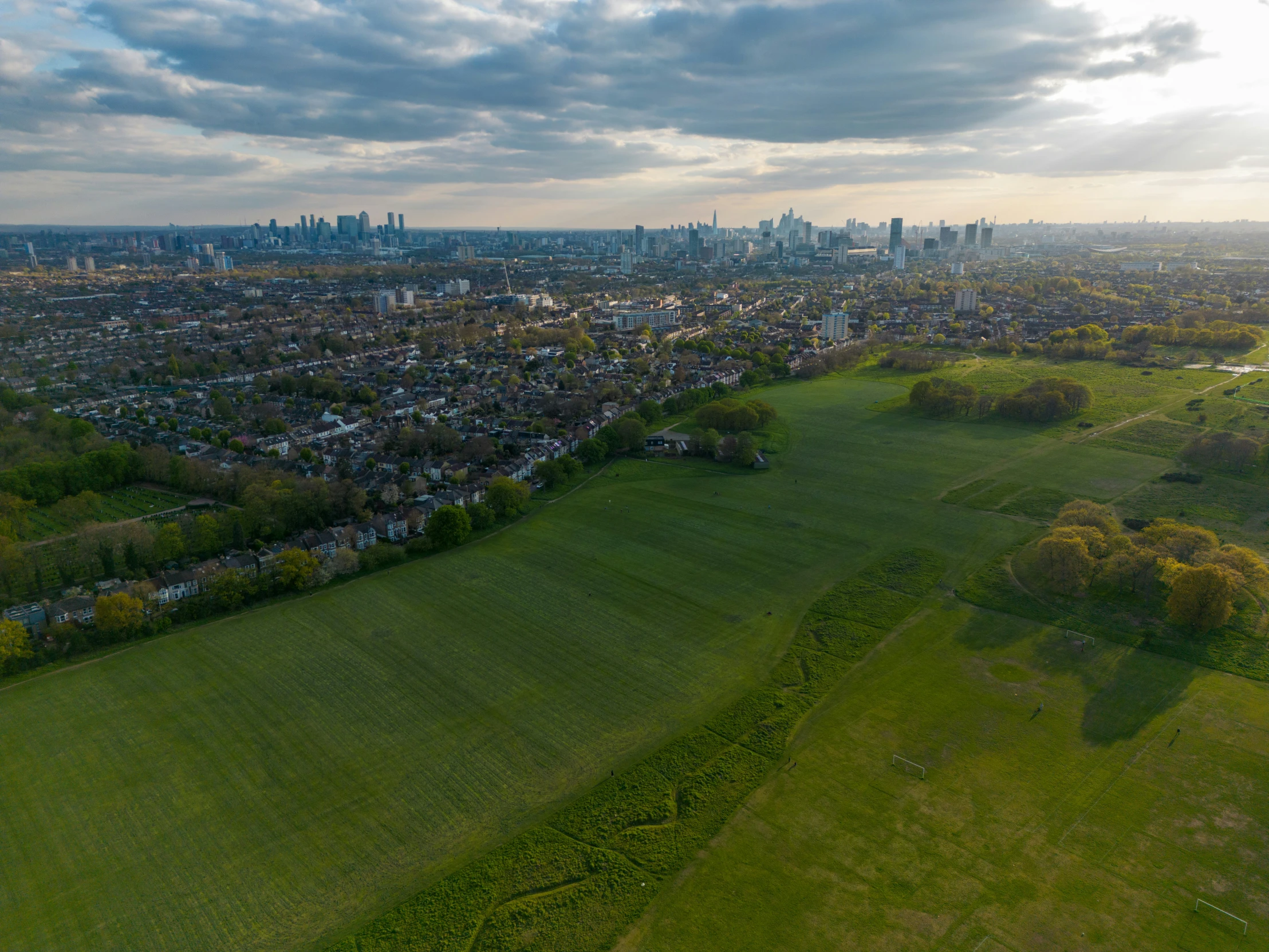 an aerial view of a city from a high altitude viewpoint