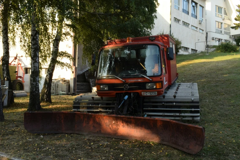 a vehicle sitting in the middle of some stairs