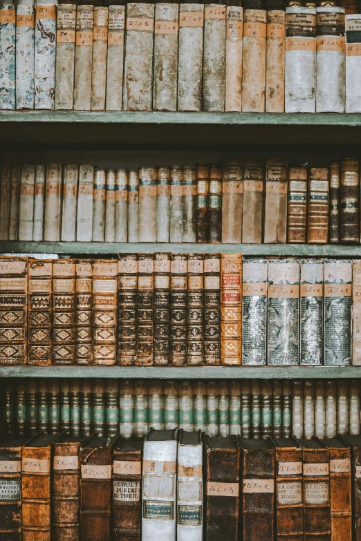 the old books in the antique liry are on display