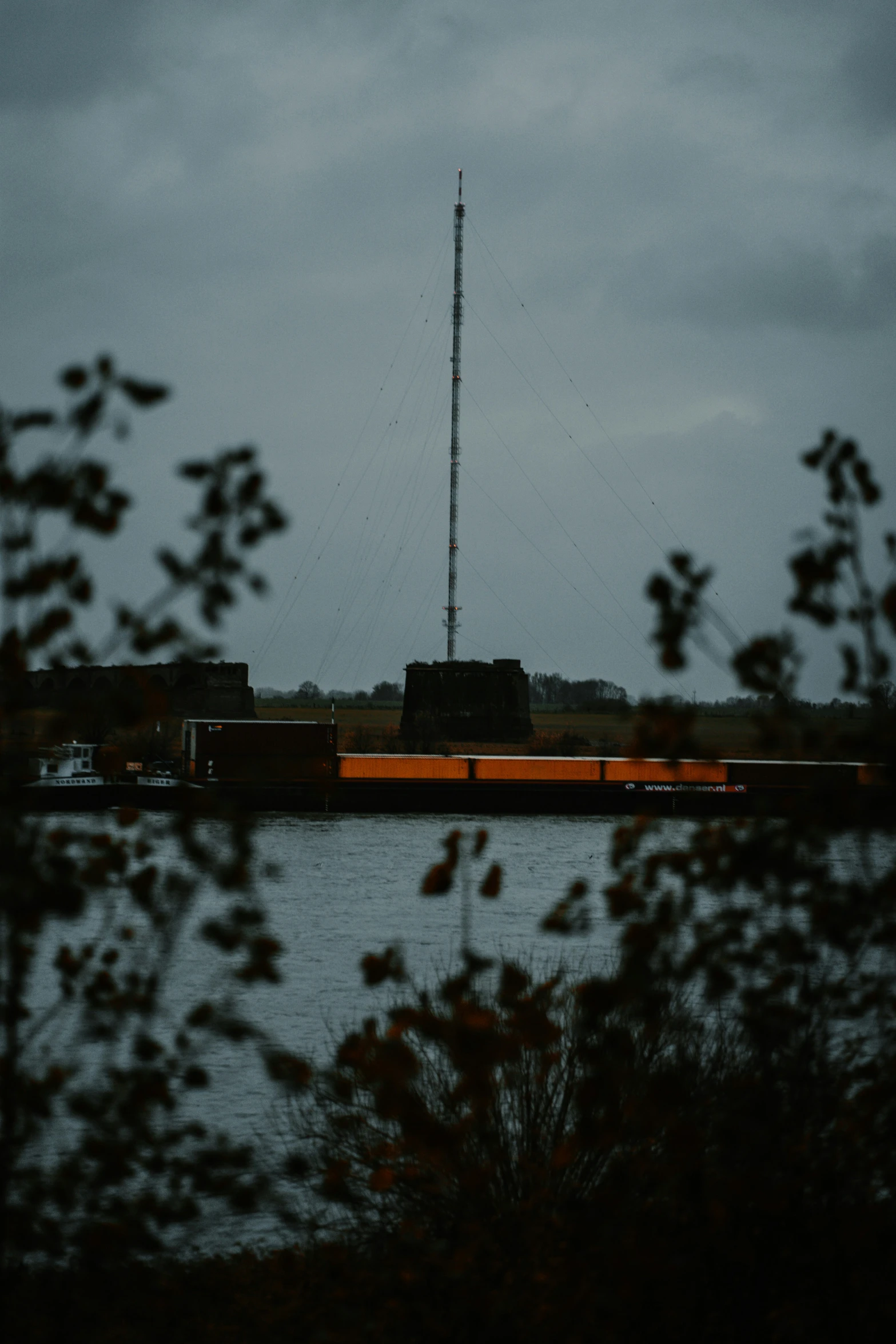 there is a view of some water and the tower