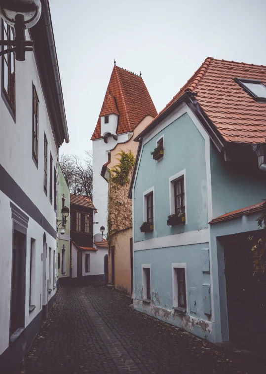 an alley way in a small european town