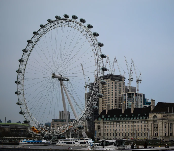 large ferris wheel in front of a skyline