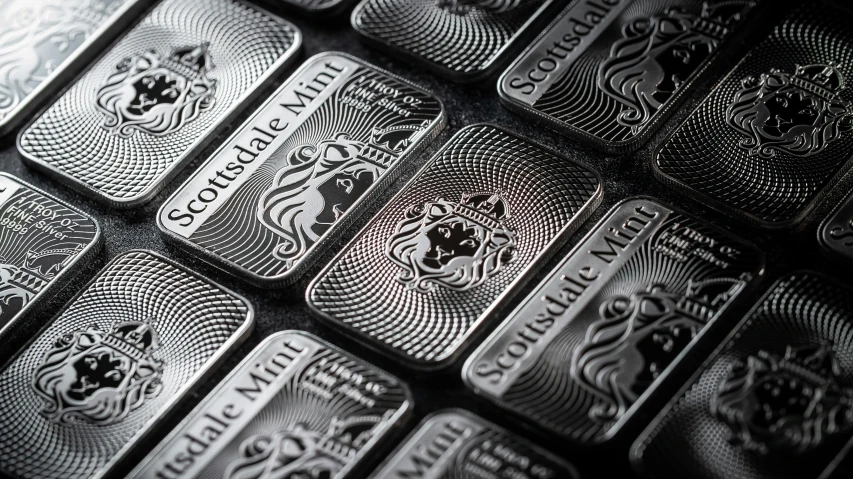 an array of twenty pound silver bars
