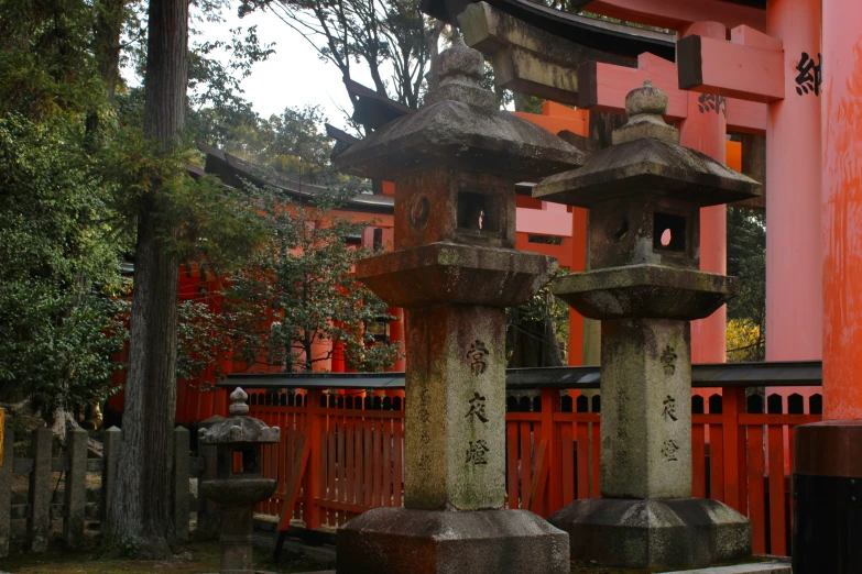 the oriental architecture is very colorful on a rainy day