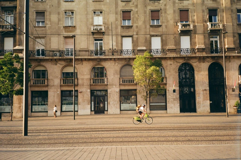 people are riding bikes on the outside steps