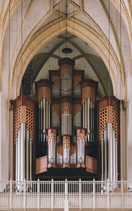 the pipes in this large church have wooden tops