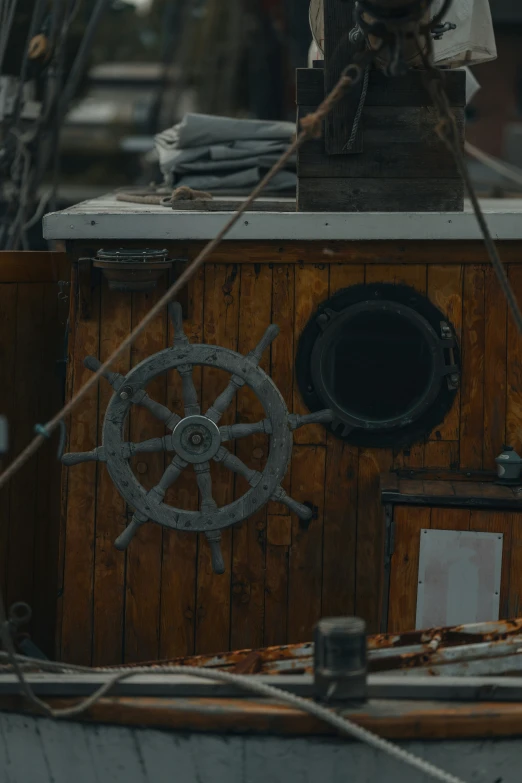 the front of an old boat at sea