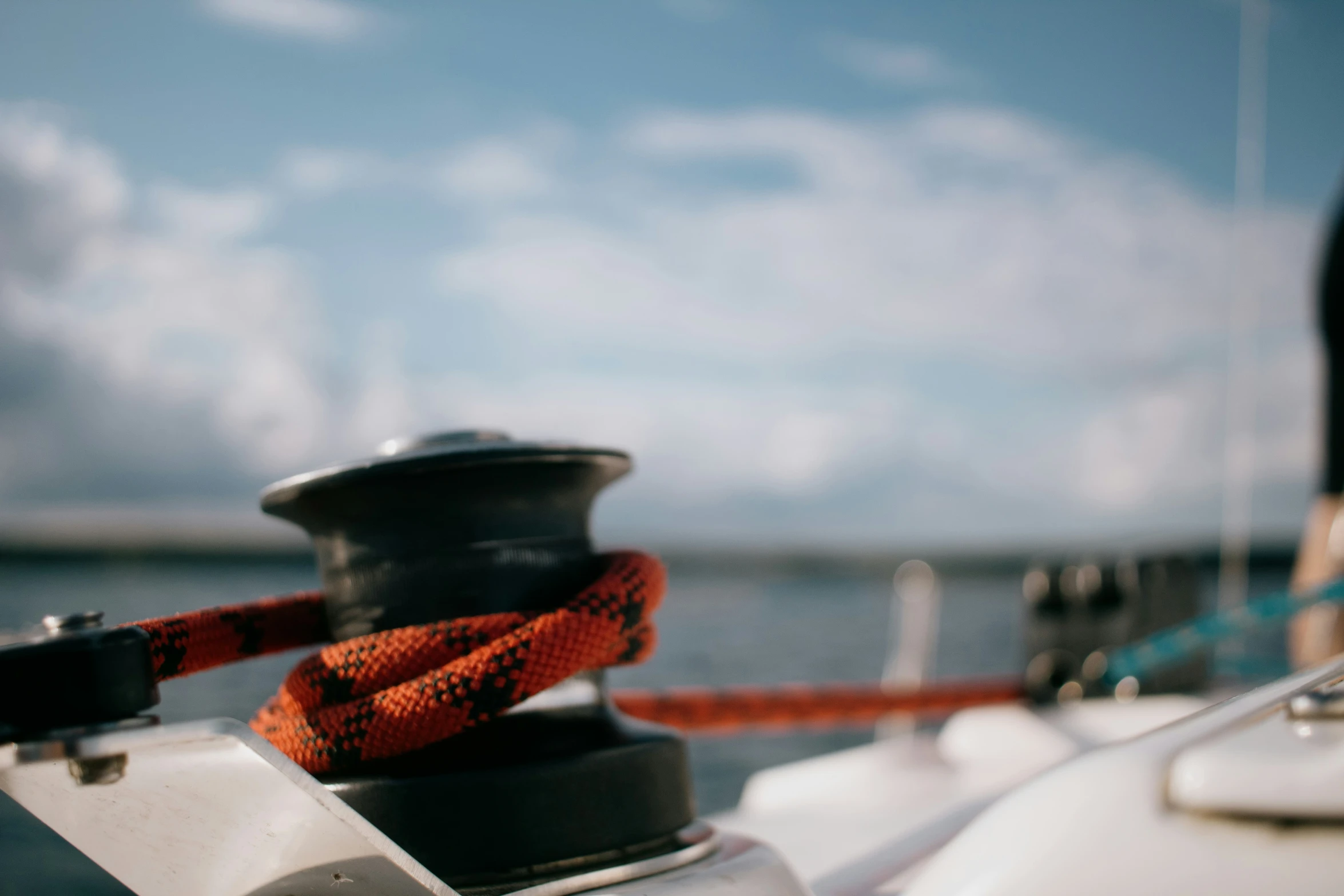 a view of the top of a boat with ropes