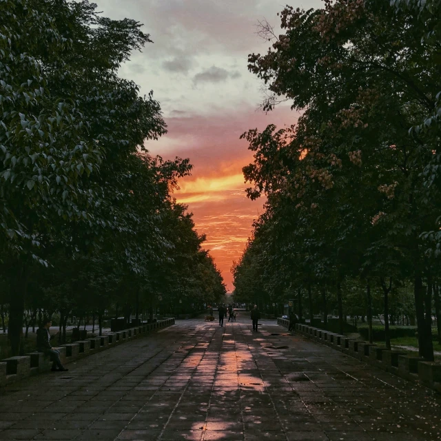 there is a lot of people walking down a street