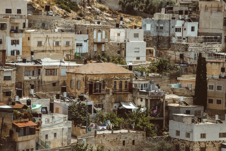 old town and houses nestled among the hills