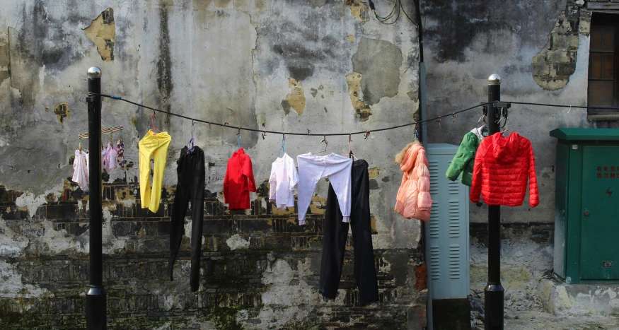 clothes hung out to dry on a clothes line