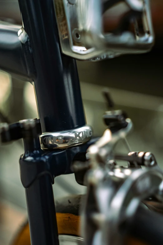 a closeup of a bike handlebars, in focus