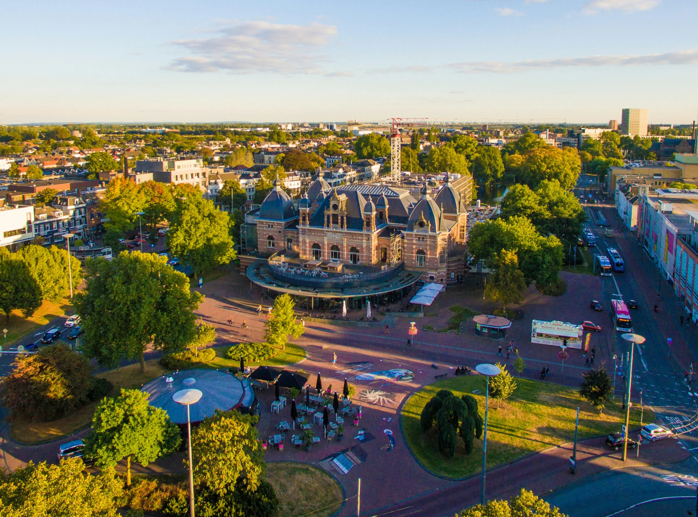 an aerial view of a small town in the country side