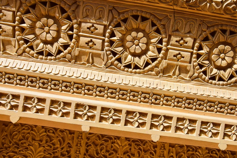 the intricate detail on a wall of a building