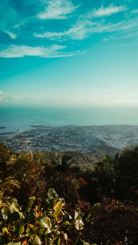 a view looking down at an outside town