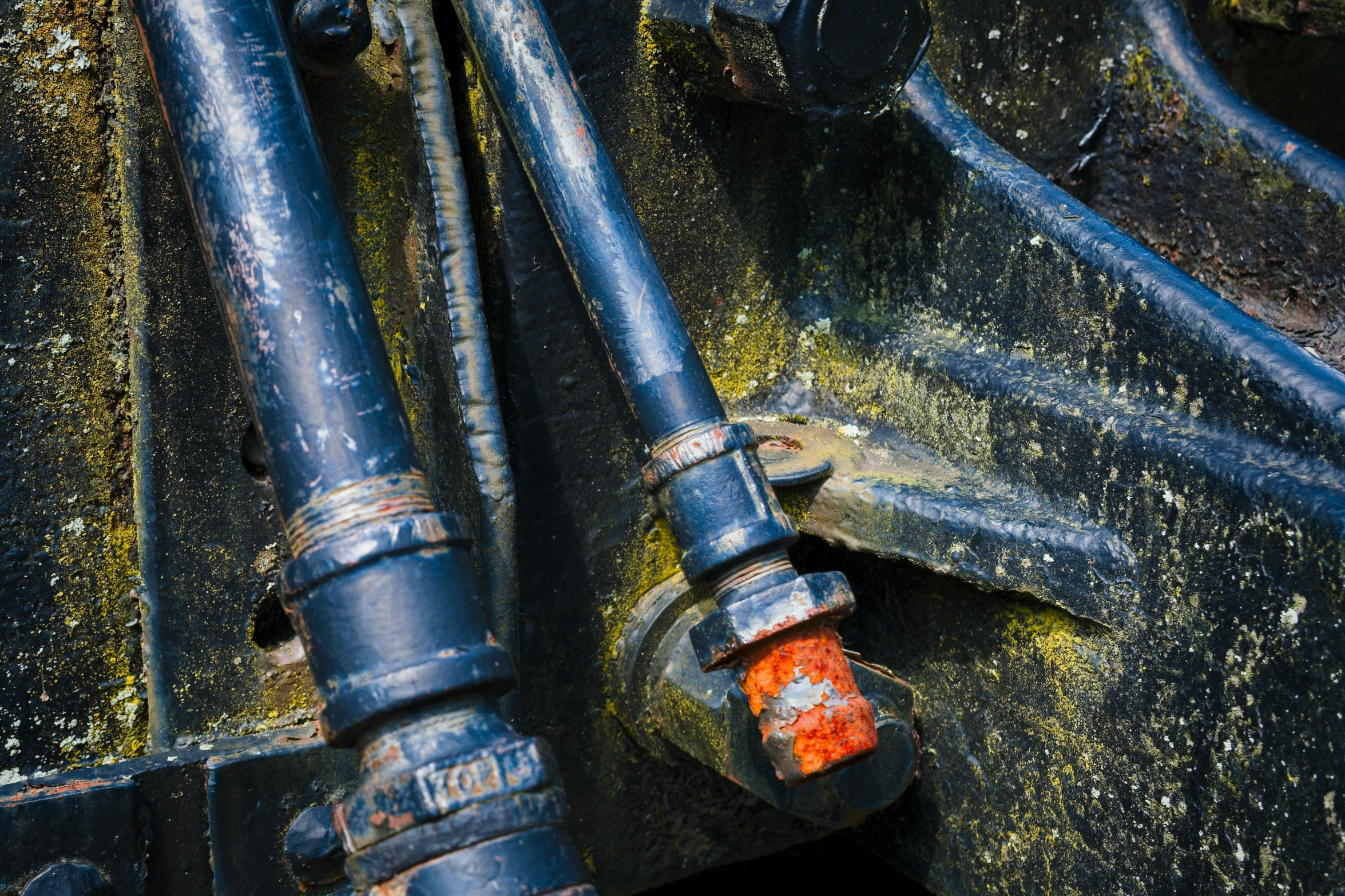 the front end of a large old machinery