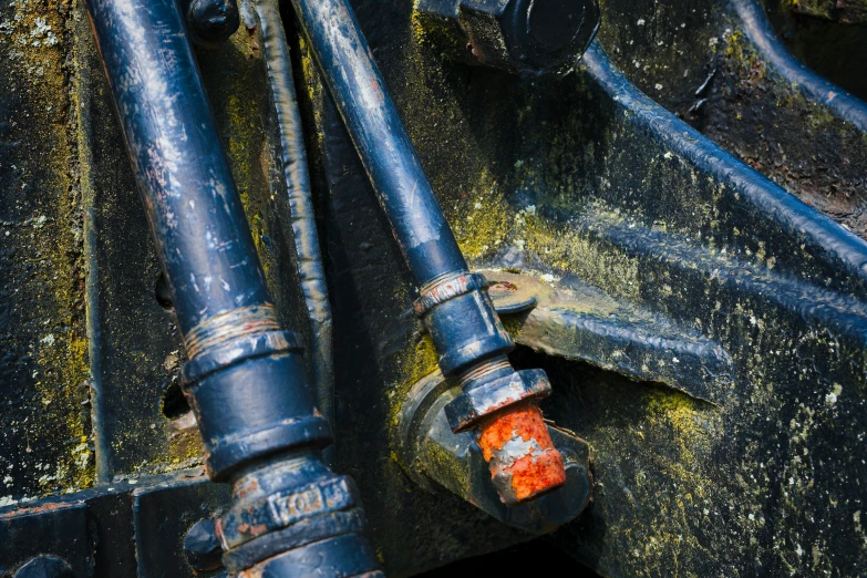 the front end of a large old machinery