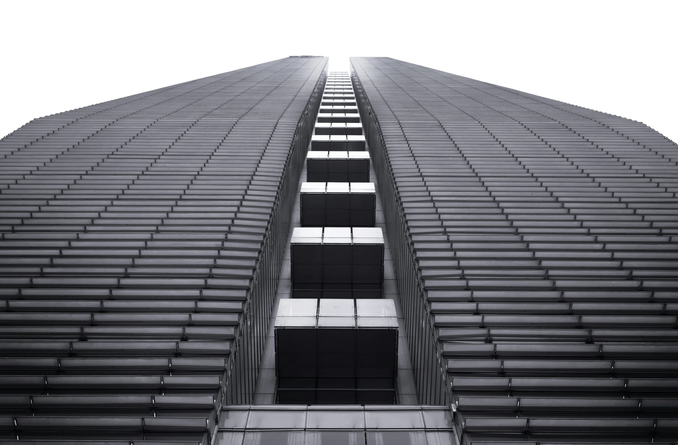 an upward view of a large building