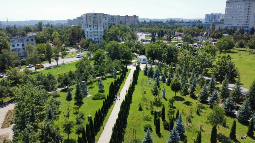 there is a large park that has a road going through it