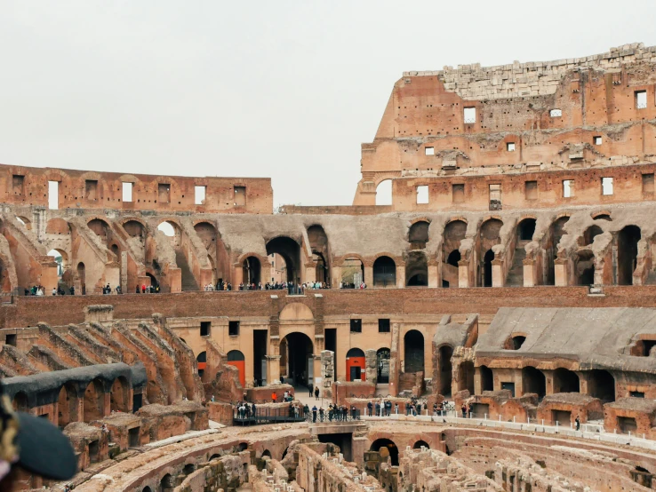 many tourists gather at the ancient building