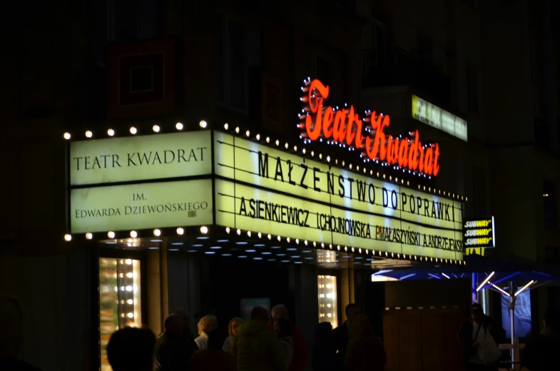 the marquee for theater twenty west totem