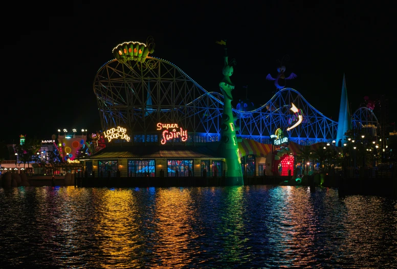 a carnival is in the middle of the water