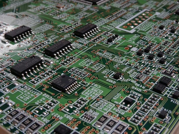 a close - up view of the top of a printed circuit board