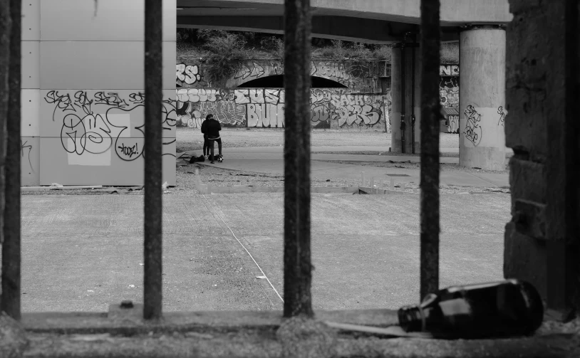 a man is standing in an abandoned building