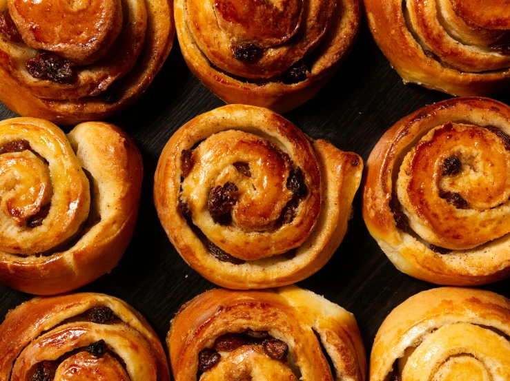 an array of pastries that are sitting on a table