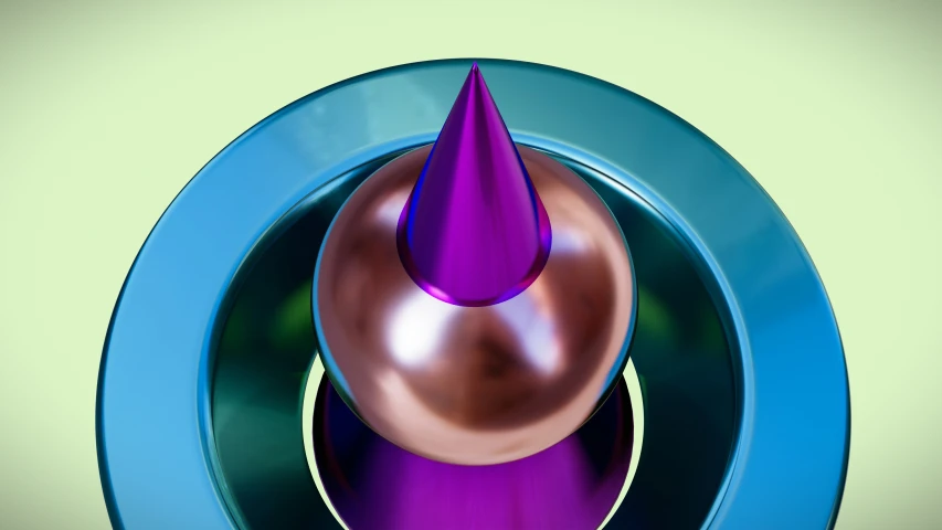 a blue and purple sculpture is in a circular