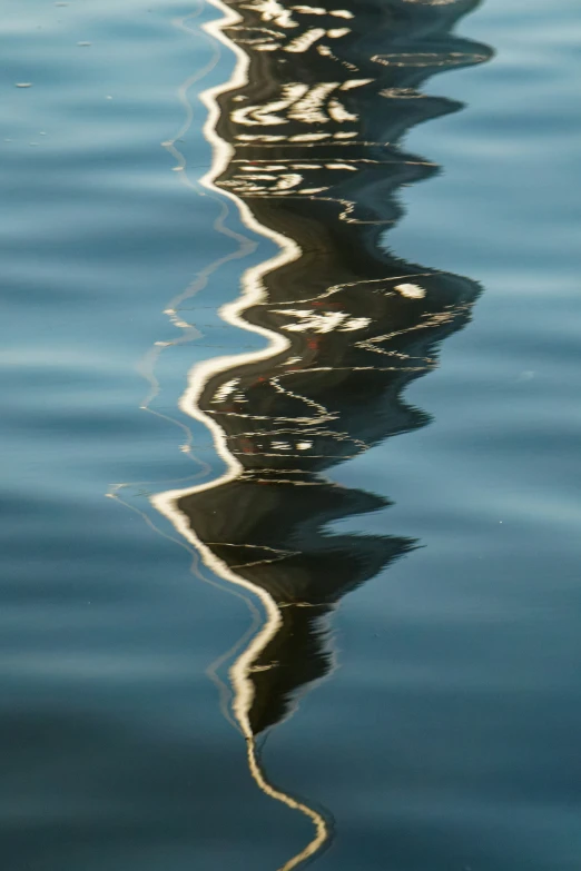 the shadow of a boat on the water