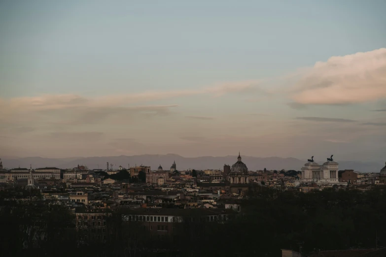 there is a full view of the city with its roofs