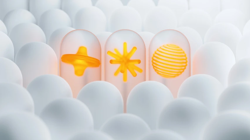 an egg and an umbrella in a group of white eggs