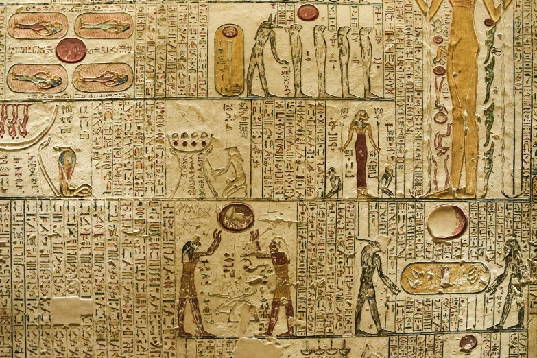 an old painting shows egyptian symbols and symbols