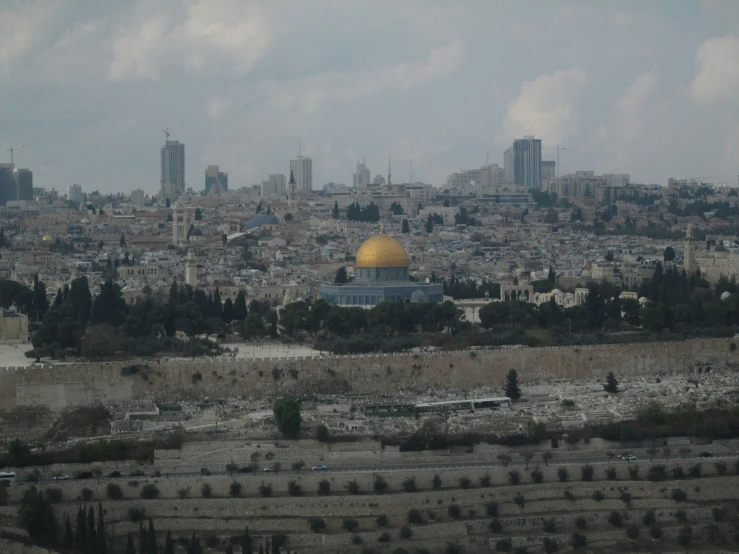 there is a very large dome on the hill near city