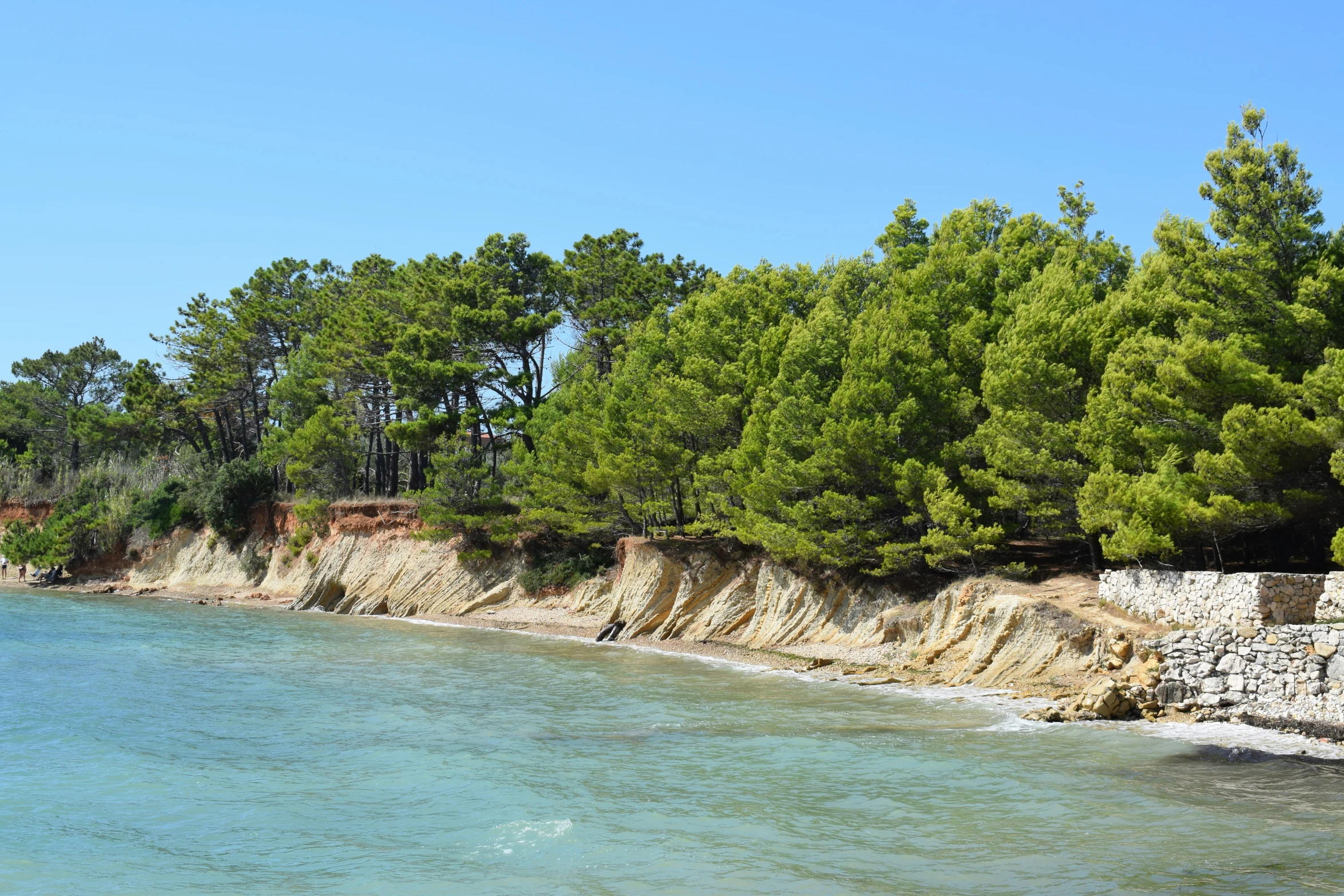 an outdoor view shows the water and trees