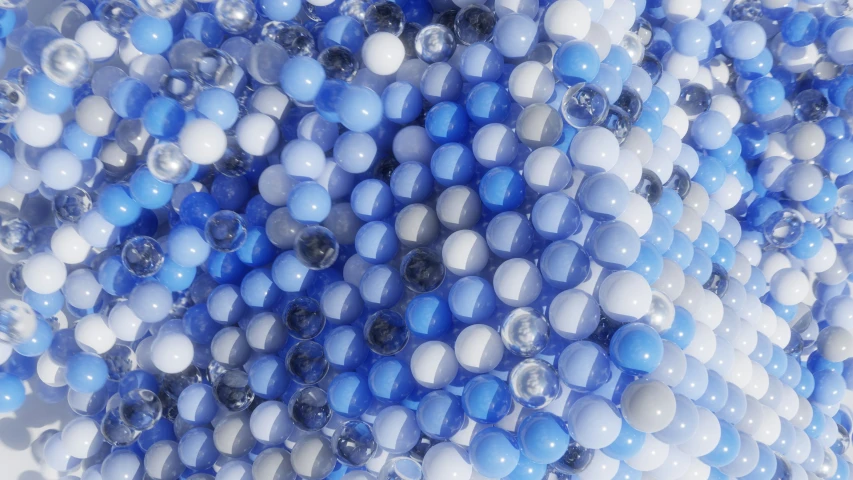 an image of many blue and white balloons