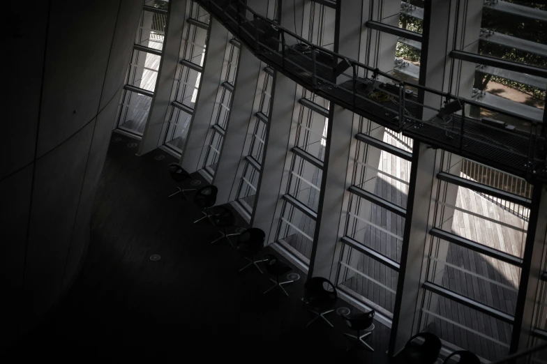 an abstract view of a staircase leading up to a building