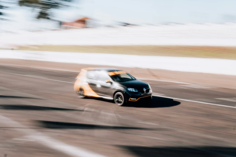 an artistic image of a car on the track