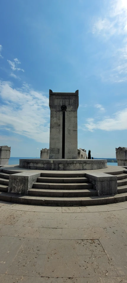 an empty circular area with steps leading to it