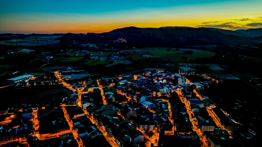 an aerial s at dusk of a neighborhood