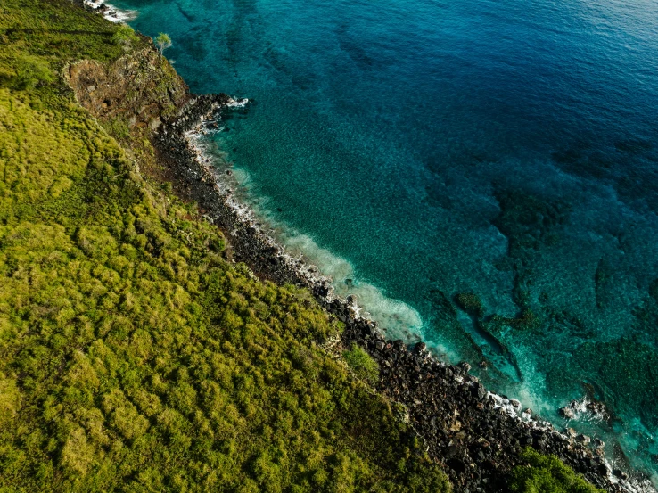 an aerial view of an island surrounded by water