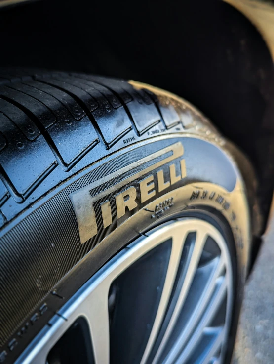 a closeup view of the tire and tires of a motorcycle