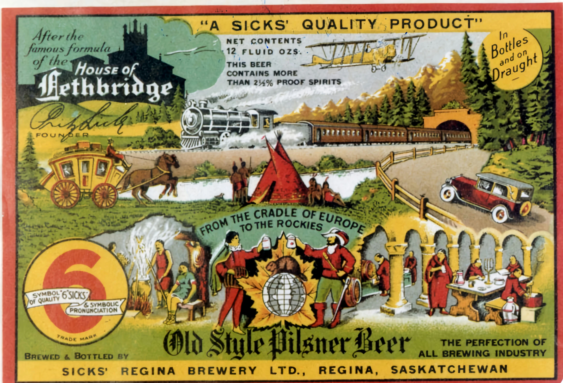 an advertising showing various stages of the brewery