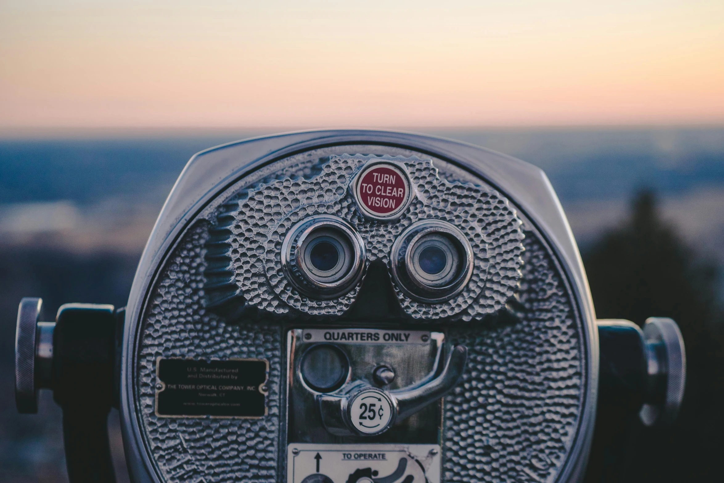 a view from the top of a coin operated coin meter