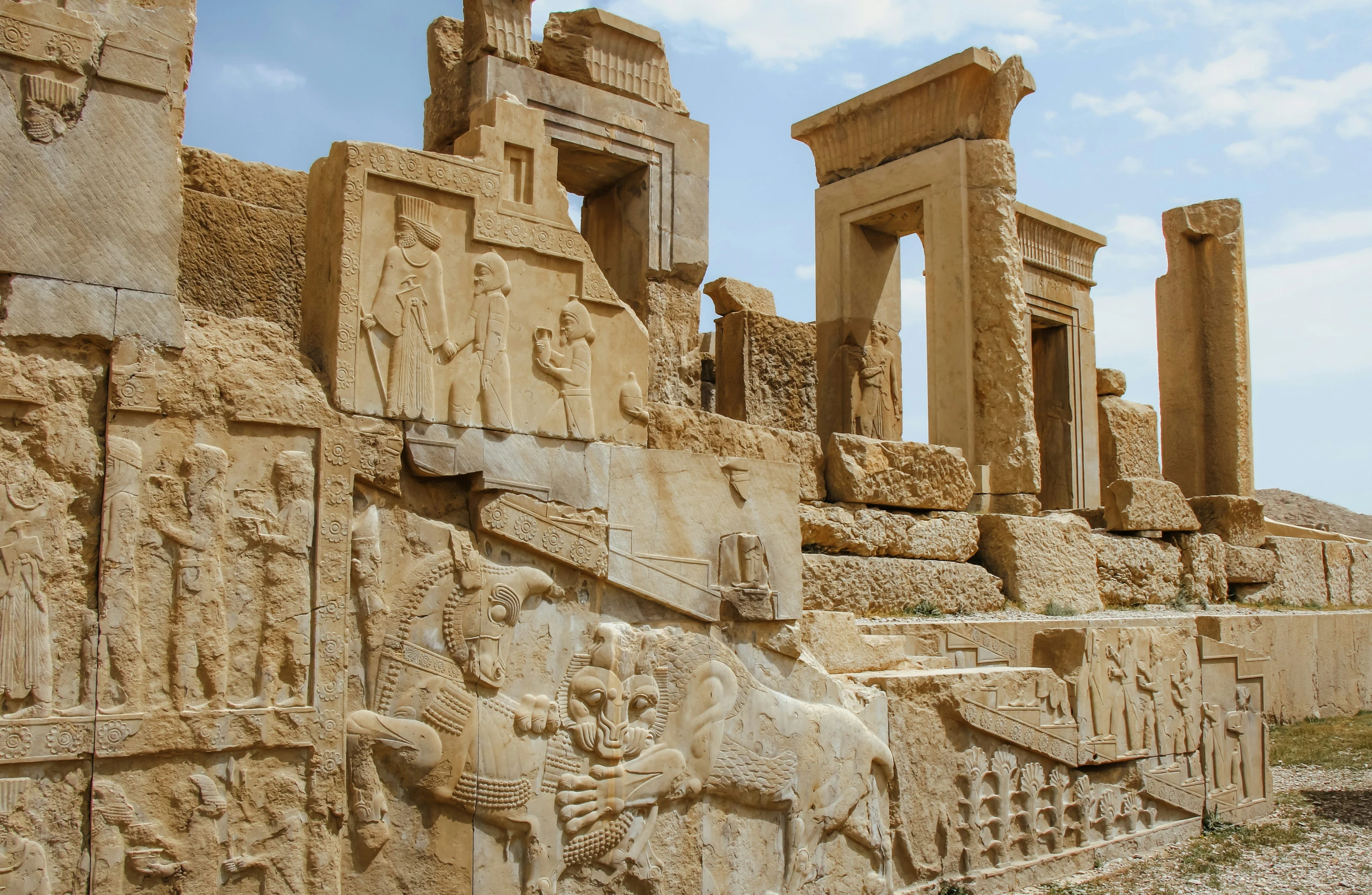 the ruins are in different layers as one stands on a hill